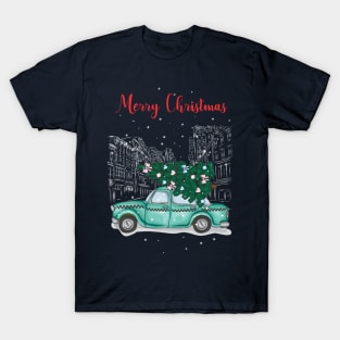 Christmas tree and gifts in a car! - Happy Christmas and a happy new year! - Available in stickers, clothing, etc T-Shirt